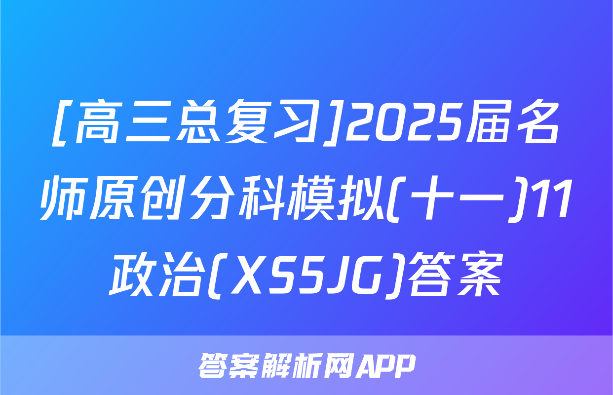 [高三总复习]2025届名师原创分科模拟(十一)11政治(XS5JG)答案