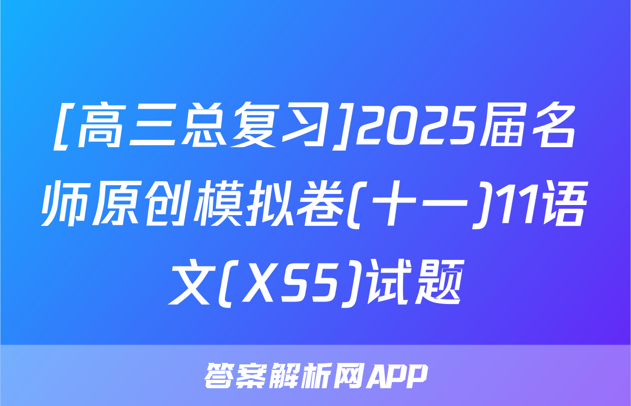 [高三总复习]2025届名师原创模拟卷(十一)11语文(XS5)试题