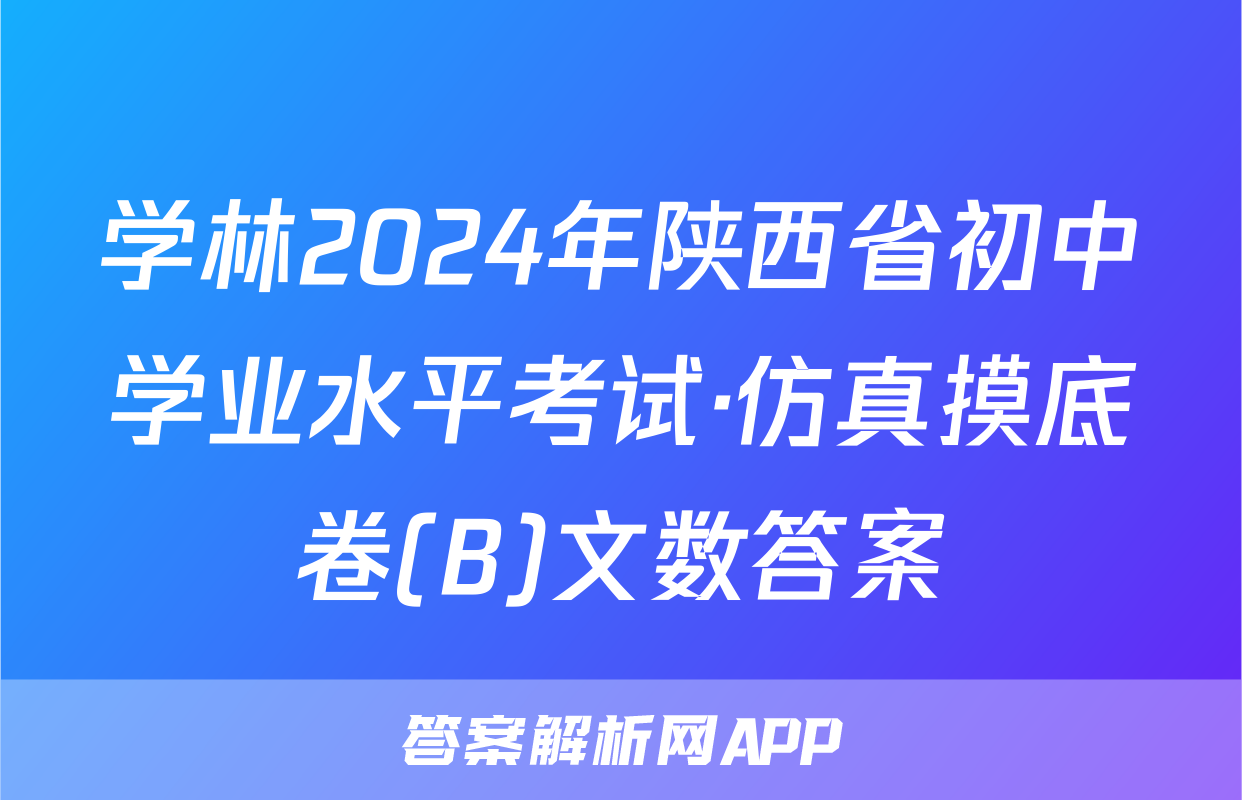 学林2024年陕西省初中学业水平考试·仿真摸底卷(B)文数答案
