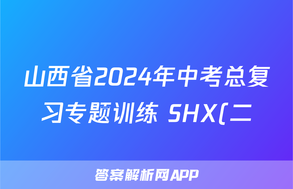 山西省2024年中考总复习专题训练 SHX(二)2物理试题