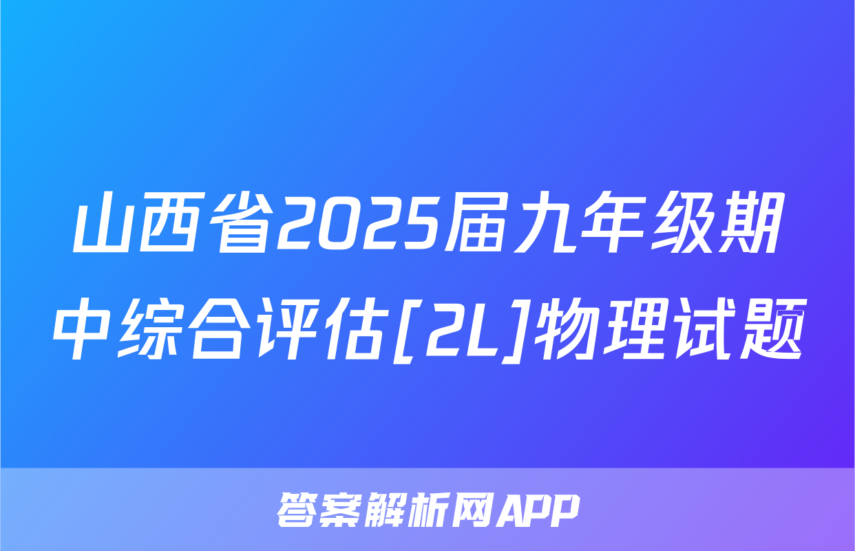 山西省2025届九年级期中综合评估[2L]物理试题