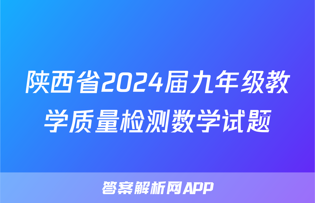 陕西省2024届九年级教学质量检测数学试题