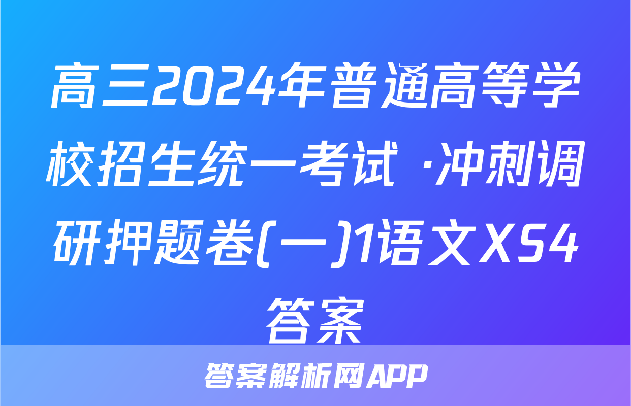高三2024年普通高等学校招生统一考试 ·冲刺调研押题卷(一)1语文XS4答案