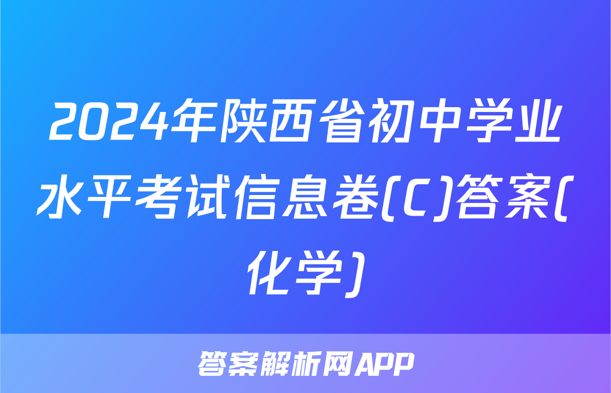 2024年陕西省初中学业水平考试信息卷(C)答案(化学)