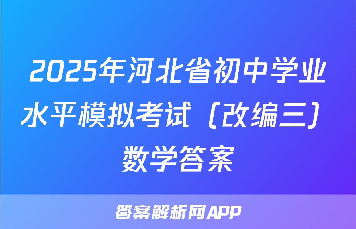 2025年河北省初中学业水平模拟考试（改编三）数学答案