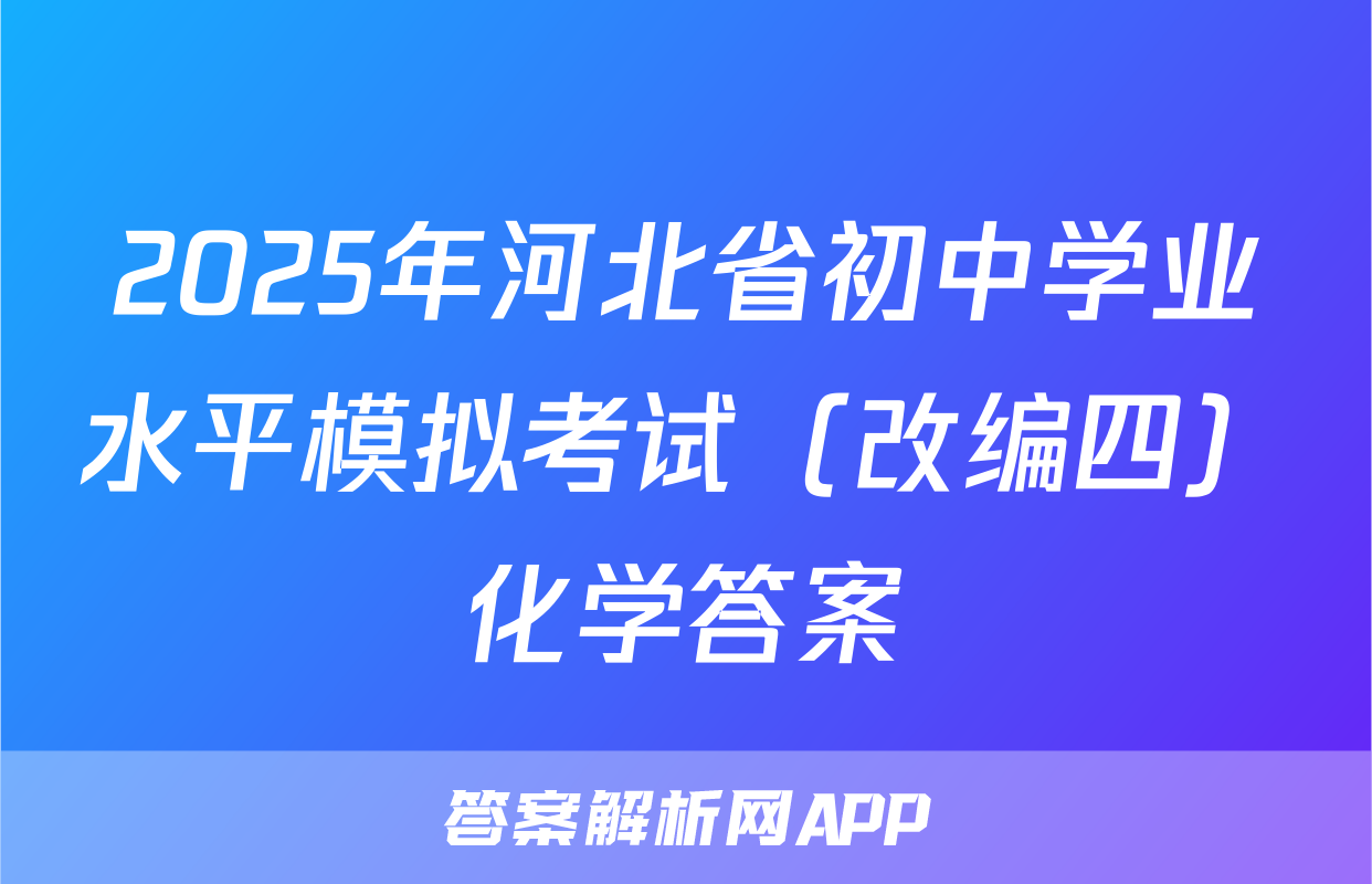 2025年河北省初中学业水平模拟考试（改编四）化学答案