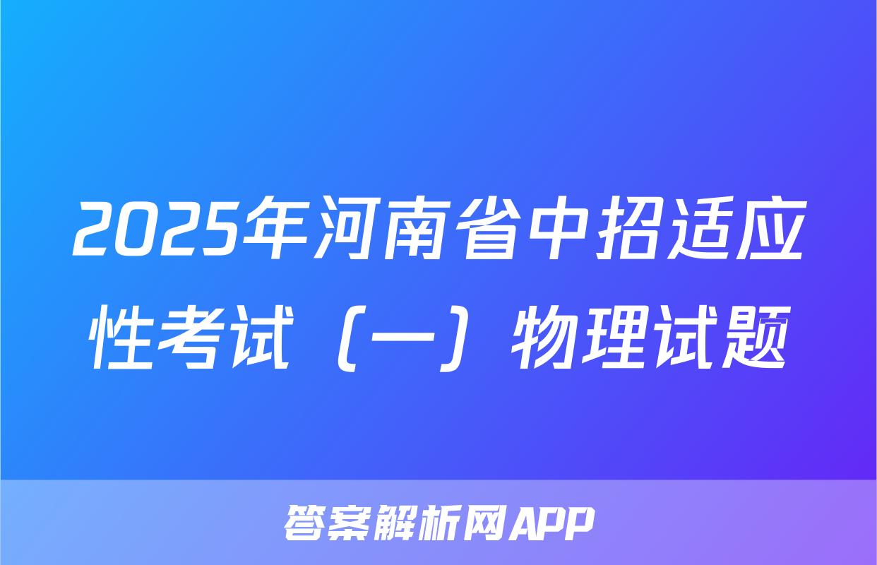 2025年河南省中招适应性考试（一）物理试题