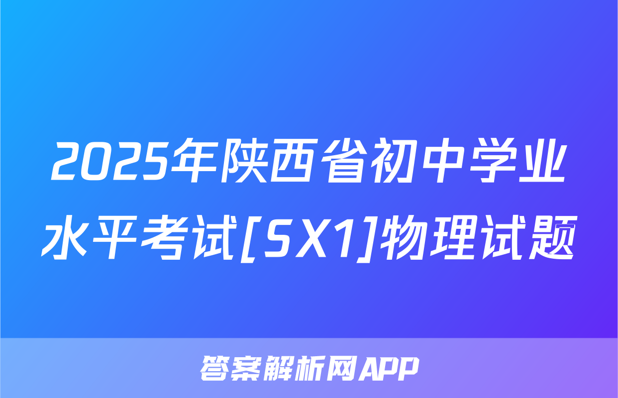 2025年陕西省初中学业水平考试[SX1]物理试题