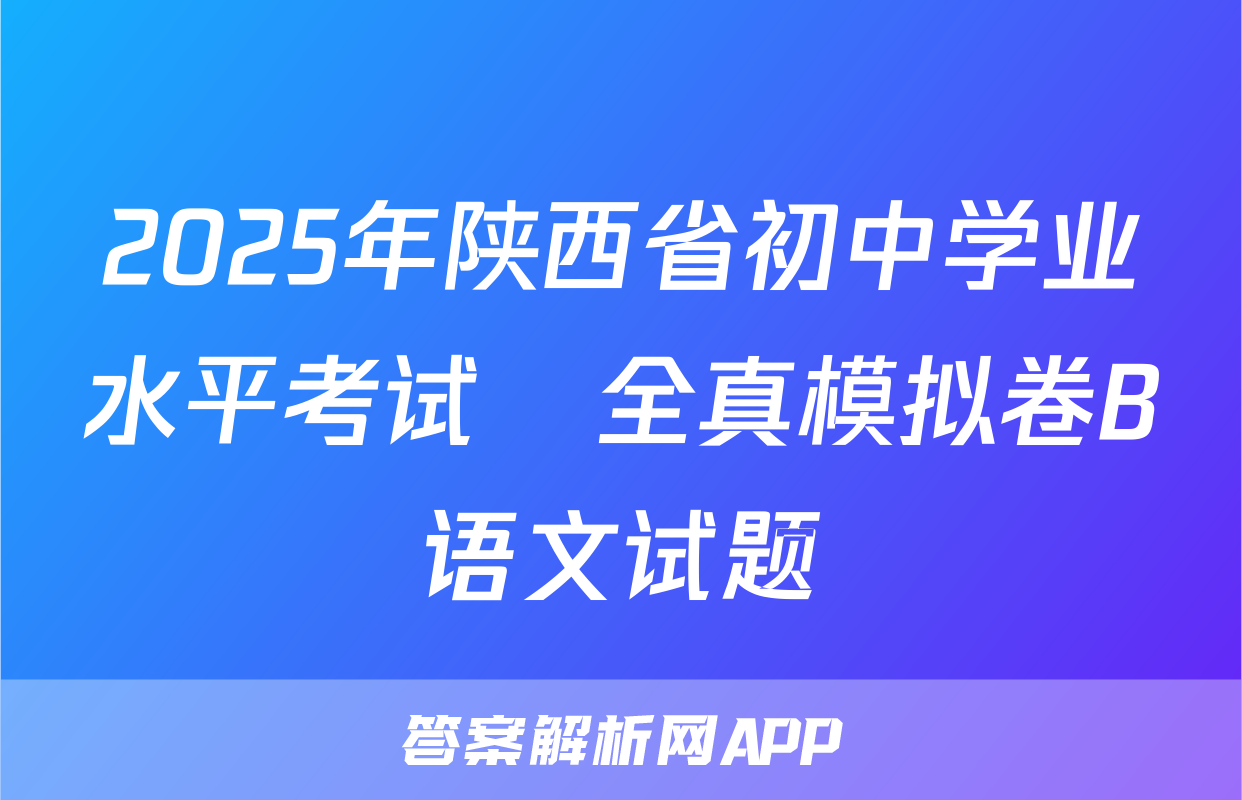 2025年陕西省初中学业水平考试•全真模拟卷B语文试题