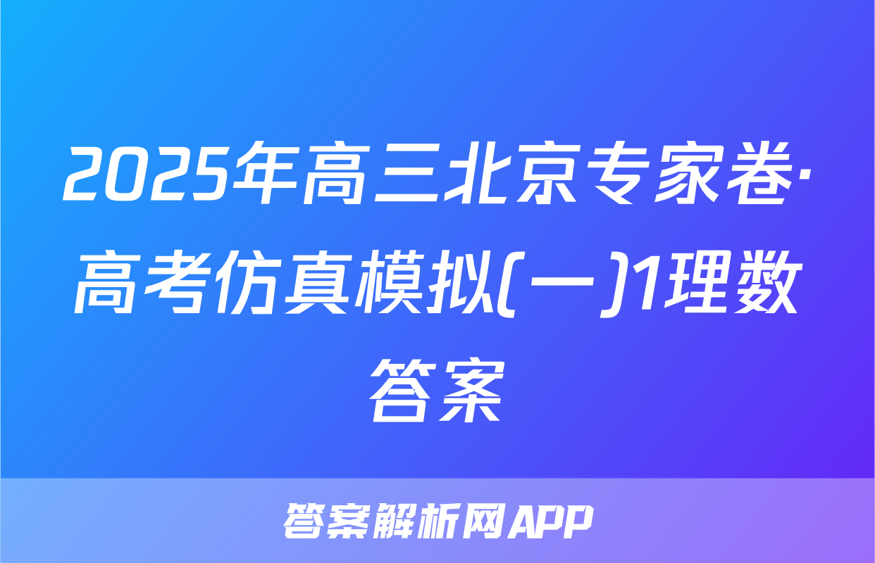 2025年高三北京专家卷·高考仿真模拟(一)1理数答案